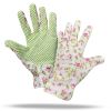 PUREVACY Jersey Cotton Garden Gloves for Women, 9 Inch, Pack of 12 Green Floral Gardening Gloves Medium with PVC Dots, Durable Gardening Gloves for Wo