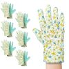 PUREVACY Jersey Cotton Garden Gloves for Women, 9 Inch, Pack of 12 Yellow Floral Gardening Gloves Medium with PVC Dots, Durable Gardening Gloves for W