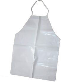 Disposable PVC Aprons. Pack of 12 White Vinyl Aprons 35" x 50". Die Cut Finish PVC Aprons 6 Mil. Unisex Waterproof and Tear Resistant Workwear. Protec