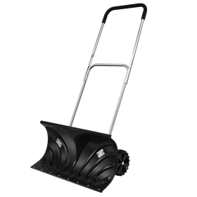 Adjustable Handle Rolling Snow Pusher Shovel