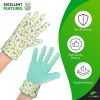 PUREVACY Jersey Cotton Garden Gloves for Women, 9 Inch, Pack of 12 Yellow Floral Gardening Gloves Medium with PVC Dots, Durable Gardening Gloves for W