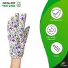 PUREVACY Jersey Cotton Garden Gloves for Women, 9 Inch, Pack of 12 Violet Floral Gardening Gloves Medium with PVC Dots, Durable Gardening Gloves for W