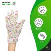 PUREVACY Jersey Cotton Garden Gloves for Women, 9 Inch, Pack of 12 Green Floral Gardening Gloves Medium with PVC Dots, Durable Gardening Gloves for Wo