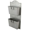 Galvanized Two Tier Metal Wall Pocket Organizer, Gray