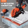 VEVOR Electric Concrete Saw, 14 in Circular Saw Cutter with 5 in Cutting Depth, Wet/Dry Disk Saw Cutter Includes Water Line, Pump and Blade, for Stone