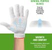 Pack of 24 String Knit Gloves 9.5". Washable Glove with Elastic Knit Wrist. Cotton Polyester Shell Gloves. Plain Seamless Workwear Gloves. Protective