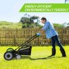 16-Inch Manual Reel Mower Adjustable 5-Blade Push Lawn Mower w/ Catcher (Four Wheeled)