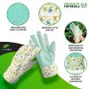 PUREVACY Jersey Cotton Garden Gloves for Women, 9 Inch, Pack of 12 Yellow Floral Gardening Gloves Medium with PVC Dots, Durable Gardening Gloves for W