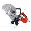 Electric 14" Cut Off Saw Wet/Dry Concrete Saw Cutter Guide Roller with Water Line Attachment 3000w without blade