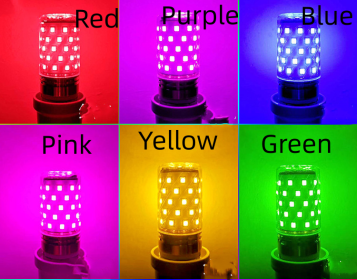 Led Color Bald Strong Color Light Corn Lamp E27E14 Screw Mouth Red Blue Green Pink Light Bulb (Option: Pink-12W E14)