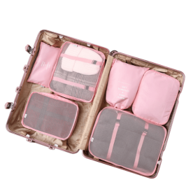 Storage Bag Luggage Shoe Drawer Pocket Travel Organizer (Option: Sixpiece pink)