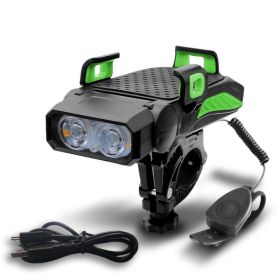 Bicycle Light Night Riding Rechargeable Glare Flashlight Bicycle (Option: Green-Double lamp)