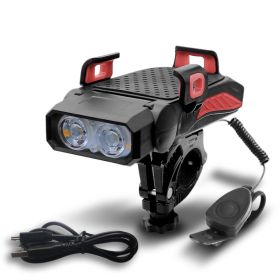 Bicycle Light Night Riding Rechargeable Glare Flashlight Bicycle (Option: Red-Double lamp)