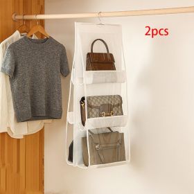 Household Fashion Personalized Storage Bag Hanging (Option: 2pcs White 6grid-36x85cm)