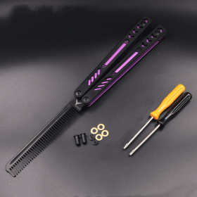 Aluminum Handle Unbladed Ether Butterfly Knife Shake Hands (Color: Purple)