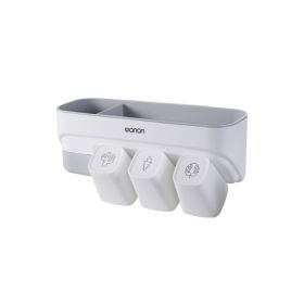 Suction Wall-mounted Multifunctional Washing Cup Holder Set (Option: Three cups)