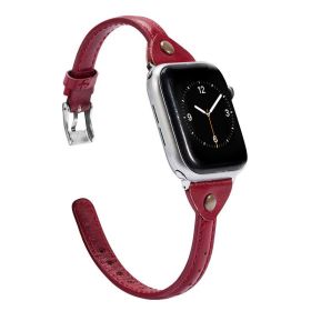 Leather Premium Watch With Small Waist (Option: Red to silver buckle-38mm40mm41mm)