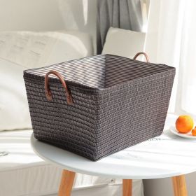 Household Fashion Cotton String Storage Basket Dirty (Option: Coffee-45x35x25cm)