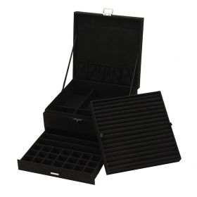 Large Capacity Multi-layer Drawer Jewelry Storage Box (Option: Black-26x26x12.5cm)