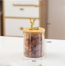 Gold Glass Vertical Stripe Storage Tank (Option: Amber Elk Jar-90x100mm)