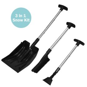 Home Multi Functions Adjustable Aluminum Snow Shovel With Anti-Skid Handle (Color: Black, Type: Snow Shovels)