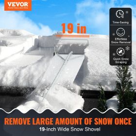 VEVOR Snow Roof Rake, Blade Snow Removal Tool, Aluminium Roof Shovel, Roll Wheels for Roof Protection, Anti-Slip Handle Grip, Easy to Setup & Use for (Scraper Width: 19 inch, Scraper Material: Aluminium Alloy)