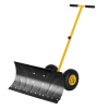 Adjustable Handle Outdoor Blade Rolling Snow Pusher Shovel With Wheels