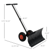 Adjustable Handle Outdoor Blade Rolling Snow Pusher Shovel With Wheels