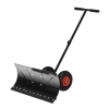 Adjustable Handle Outdoor Blade Rolling Snow Pusher Shovel With Wheels