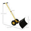 Adjustable Handle Outdoor Blade Rolling Snow Pusher Shovel With Wheels