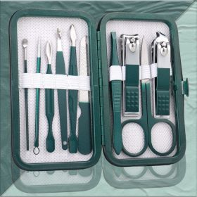 Pedicure Knife Nail Clippers Set Box Manicure Implement Nail Clippers Set For Manicure (Option: Emerald Green 10pc)